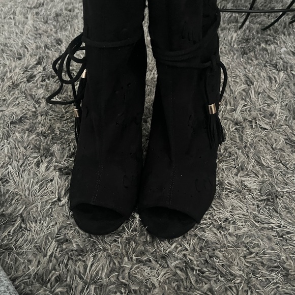 Open Toe Suede Ankle Boot - Picture 7 of 9